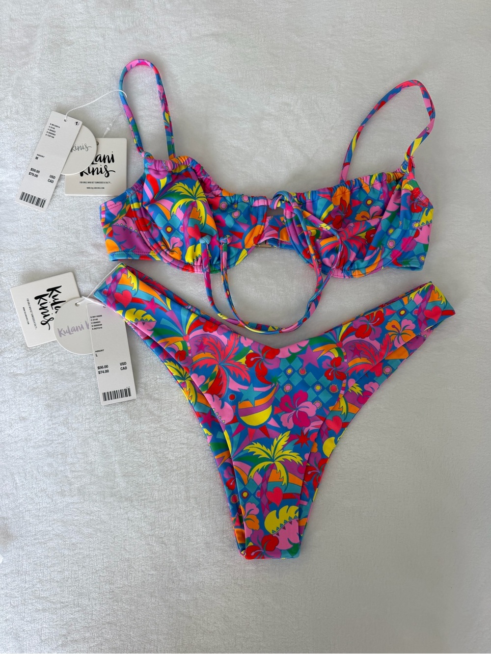 Kulani Kinis Multicolor Floral Bikini Set- Blue, Pink, Yellow